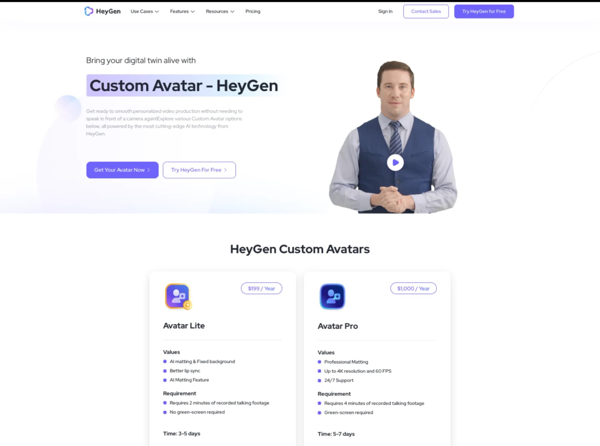 HeyGen web development screenshot. HeyGen home page.