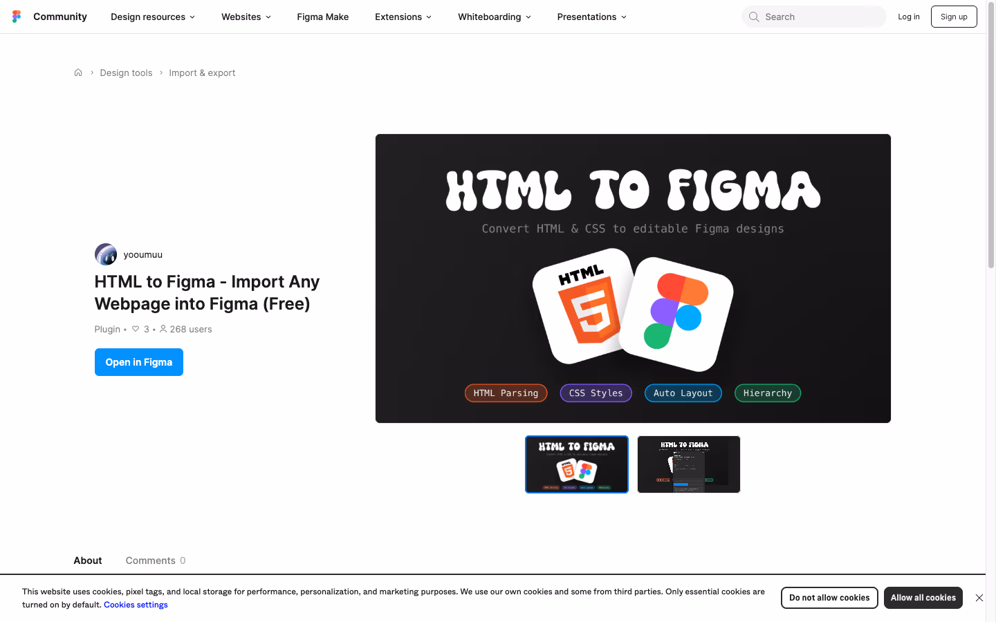 On the Figma Community — searchable as "HTML to Figma"